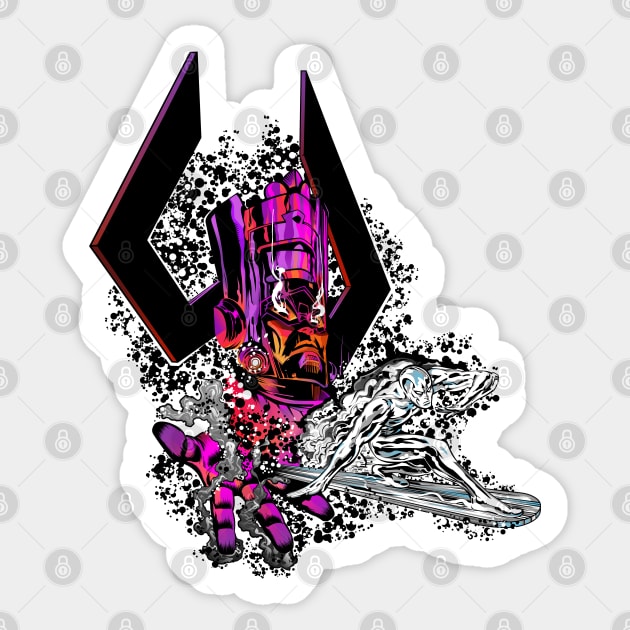 Galactus & Silver Surfer - Classic Sticker by AlternateRealiTEE